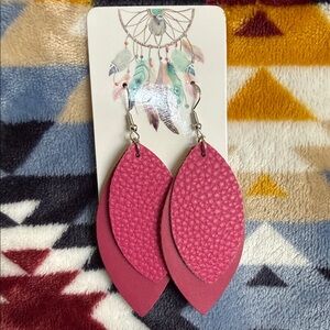 Chic Pink Leaf Earrings